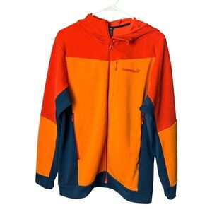 Norrona Zip Up Hoodie Orange Navy Mens L